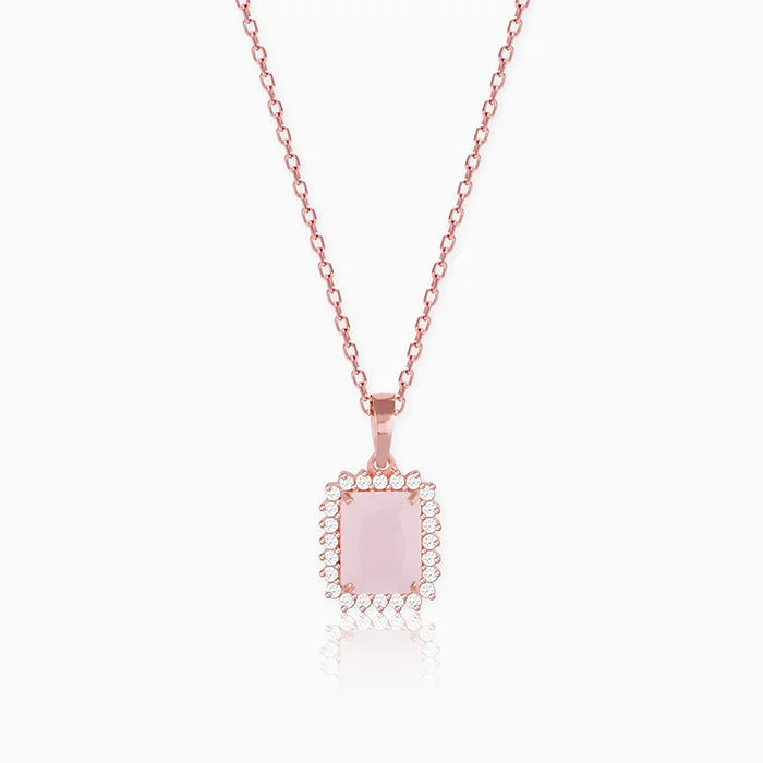 rose gold six-layer necklace-Rose Gold Fairytale Pendant With Link Chain