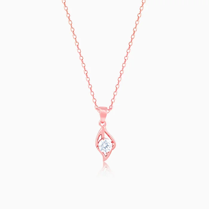 wave-shaped pendant necklace-Rose Gold Falling Dew Pendant With Link Chain