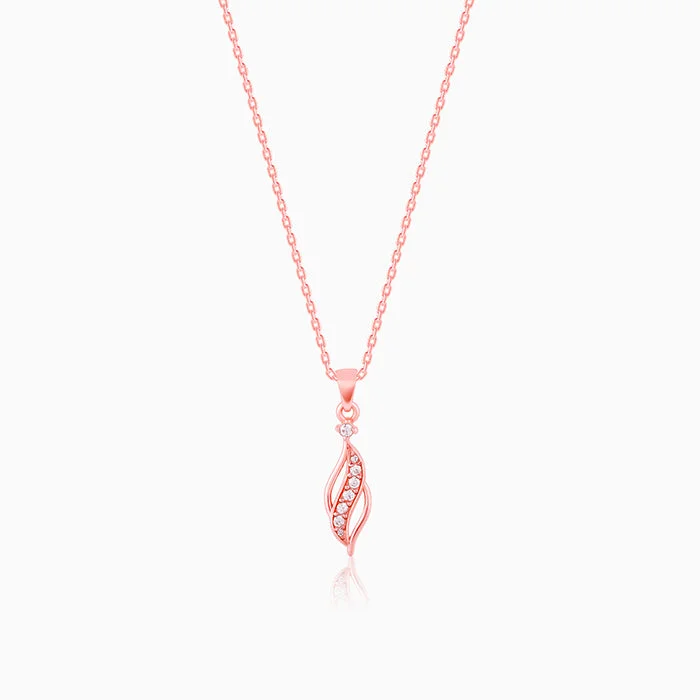 lavish statement necklace-Rose Gold Leaflet Pendant With Link Chain