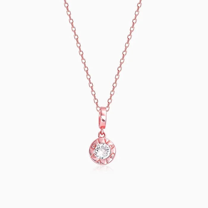 radiant drop necklace-Rose Gold Minimal Zircon Pendant with Link Chain