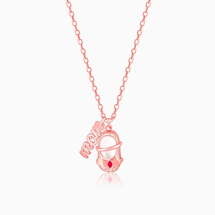 deep gold necklace-Rose Gold On Mom's Path Pendant With Link Chain