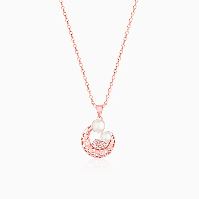 heirloom opal necklace-Rose Gold Pearlescent Cuddle Pendant With Link Chain