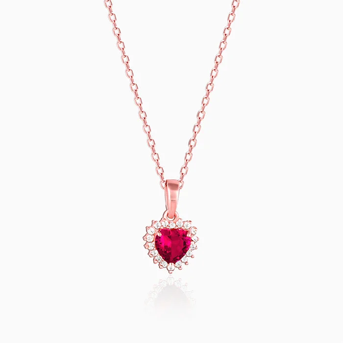 radiant drop necklace-Rose Gold Take Me to Your Heart Pendant With Link Chain