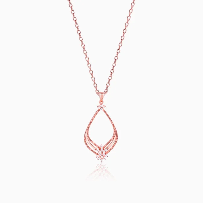 narrow chain necklace-Rose Gold Princess Pendant With Link Chain