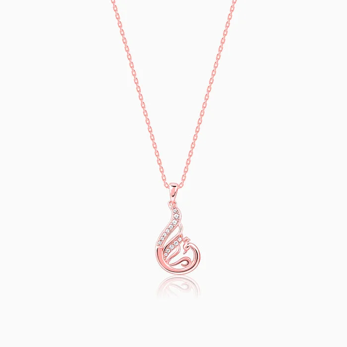 wave-shaped charm necklace-Rose Gold Ramaniya Morni Pendant With Link Chain