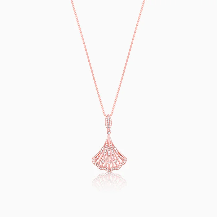 custom nebula necklace-Rose Gold Seashell Pendant With Link Chain