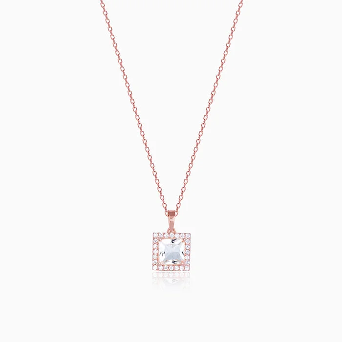 sci-fi bolt necklace-Rose Gold Snow White Pendant With Link Chain