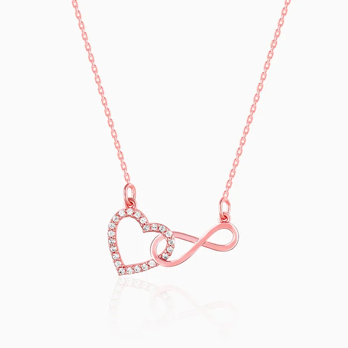 lavish statement necklace-Rose Gold Sparkling Infinity Pendant with Link Chain