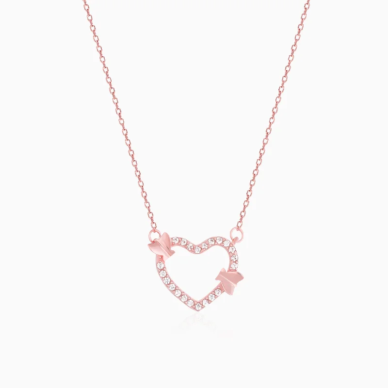 sci-fi twilight necklace-Rose Gold This Is Love Pendant With Link Chain