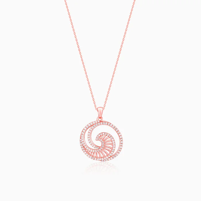 rose gold six-layer necklace-Rose Gold Whirpool Pendant With Link Chain