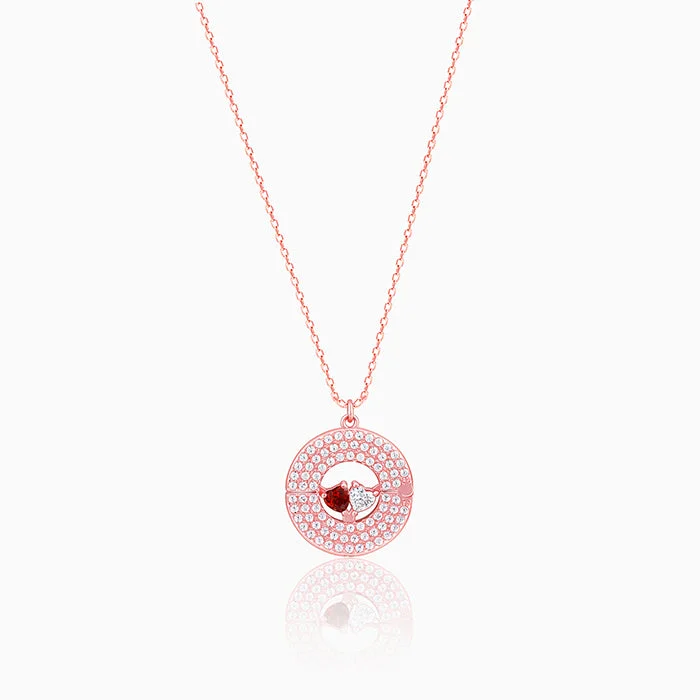 tendril charm necklace-Rose Gold You & Me Pendant With Link Chain