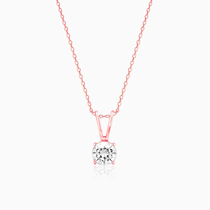 lavish cocktail necklace-Rose Gold Zircon Pendant with Link Chain