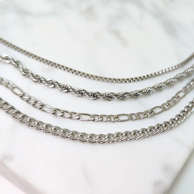 carved monogram necklace-Silver Chain Bars