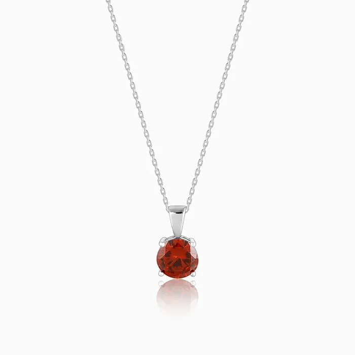 sci-fi gold necklace-Silver Gracious Red Pendant with Link Chain