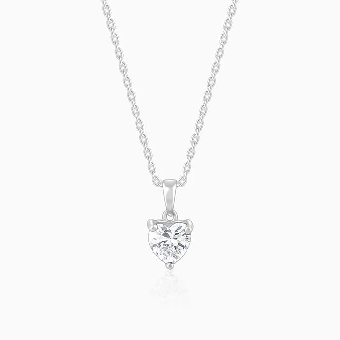 deco fluorite necklace-Anushka Sharma Silver Solitaire Heart  Pendant with Link Chain