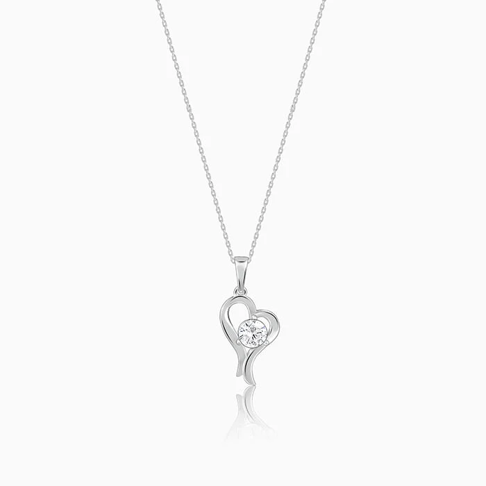 rover peridot necklace-Anushka Sharma Silver Zircon Curl Heart Necklace with Link Chain