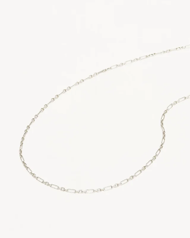 steel promise necklace-Sterling Silver 19" Mixed Link Chain Necklace