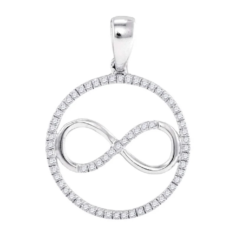 rover moon necklace-Sterling Silver Womens Round Diamond Infinity Circle Pendant 1/4 Cttw