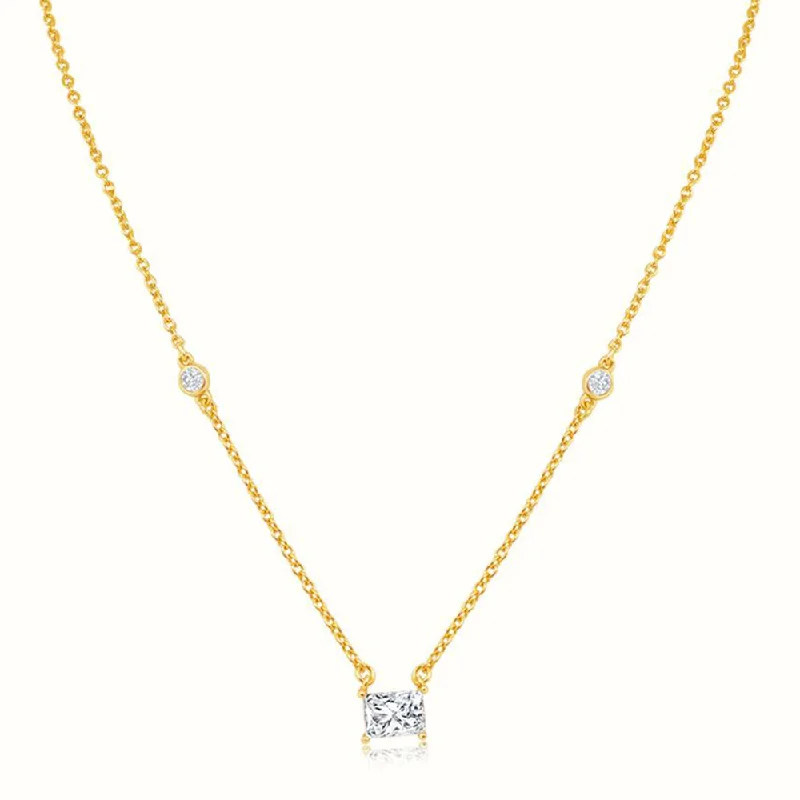 tendril charm necklace-Women's Vermeil Dangling Diamond Necklace Pendant