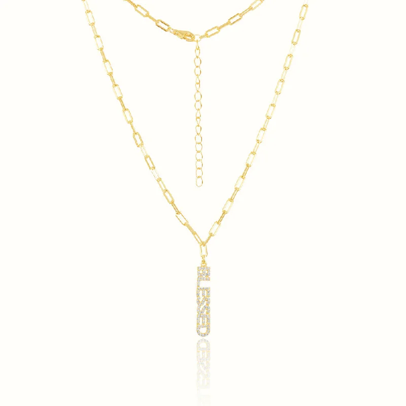 vine-inspired necklace-Women's Vermeil Diamond Blessed Necklace Pendant