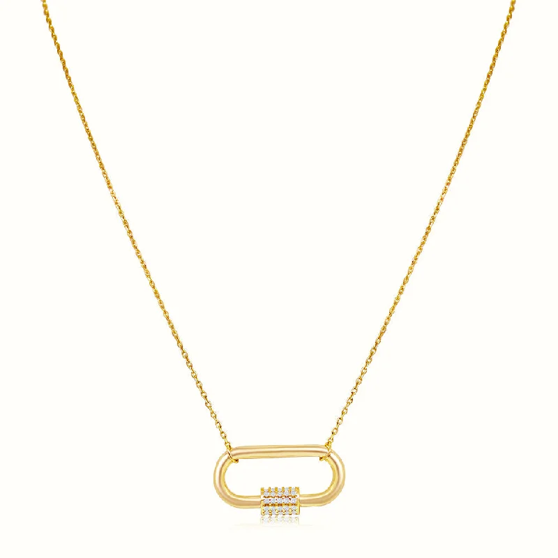 rose gold helix necklace-Women's Vermeil Diamond Carabina Necklace Pendant