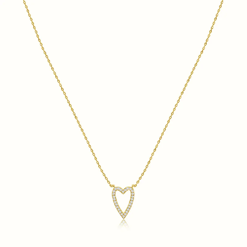 mini letter necklace-Women's Vermeil Dianond Long Heart Necklace Pendant