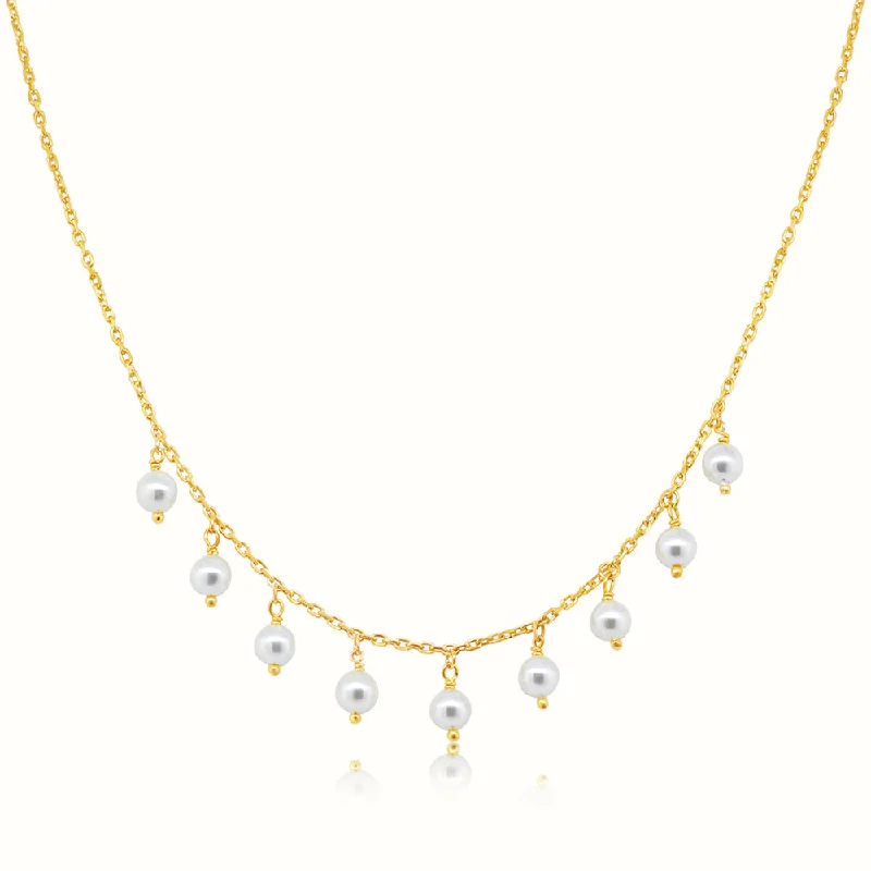 arched layered necklace-Women's Vermeil Floating Pearls Necklace Pendant