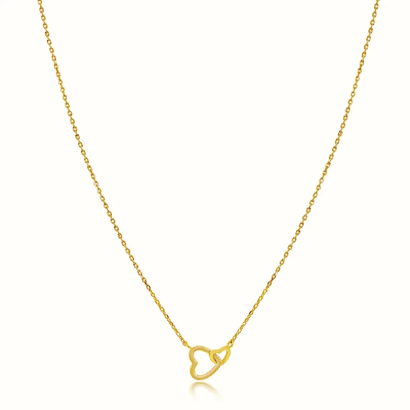 narrow birthstone necklace-Women's Vermeil Linked Hearts Necklace Pendant