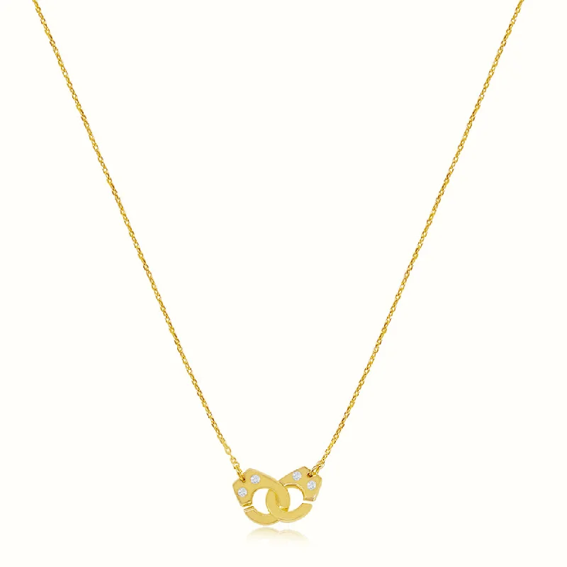 stretchable birthstone necklace-Women's Vermeil Mini Handcuffs Necklace Pendant