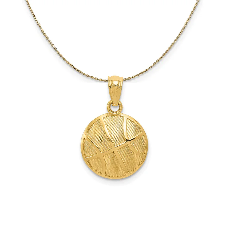 carved love necklace-14k Yellow Gold 2D Textured Basketball Necklace