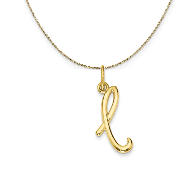 quarter-moon pendant necklace-14k Yellow Gold, Claire Mini Lower Case Initial L Necklace