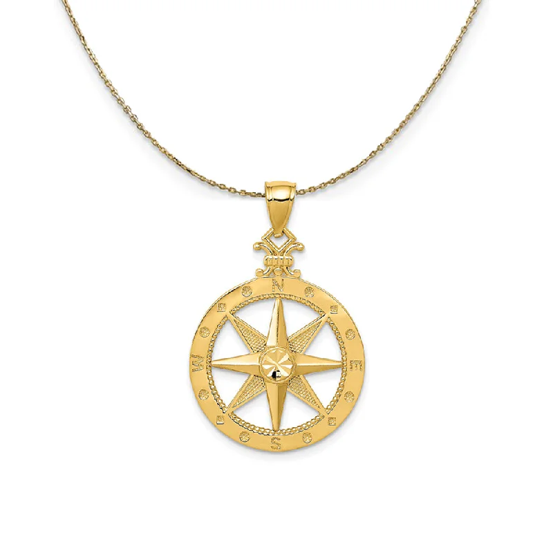 vintage citrine necklace-14k Yellow Gold Compass (20mm) Necklace