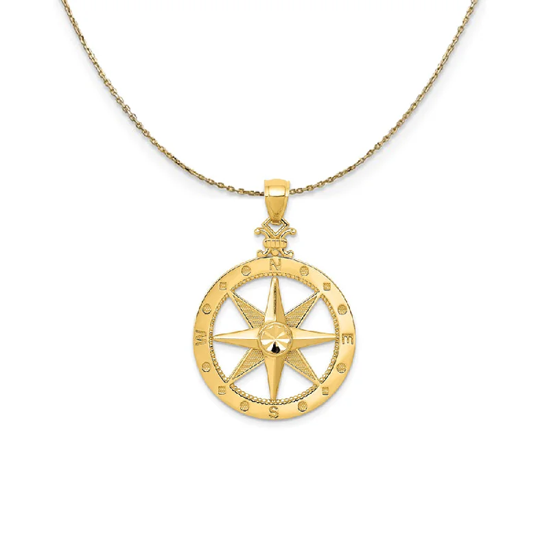 pearl braided necklace-14k Yellow Gold Compass (22mm) Necklace