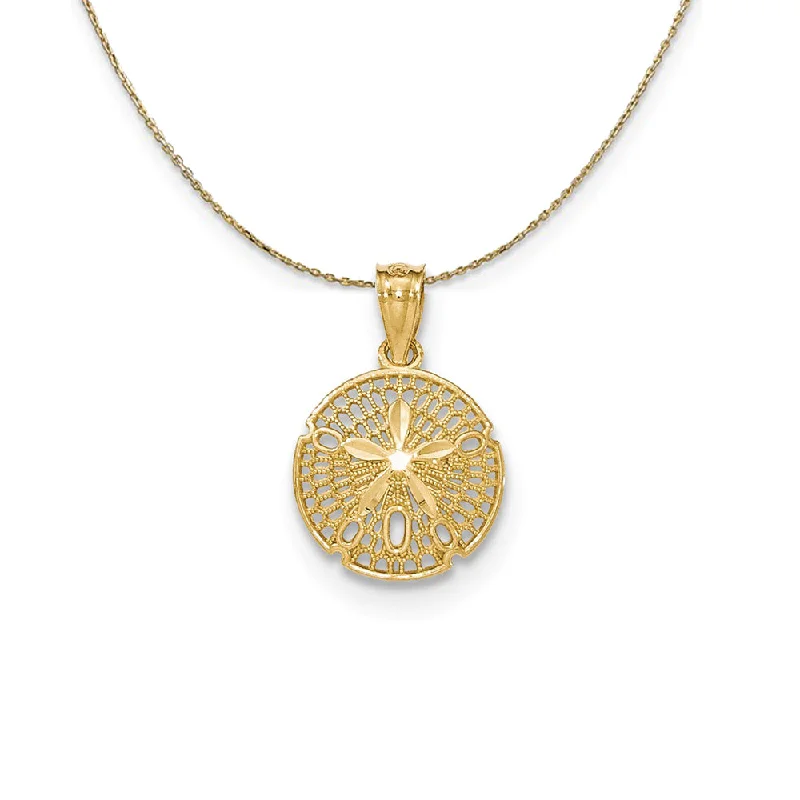 stretchable layered necklace-14k Yellow Gold Filigree Sand Dollar Necklace