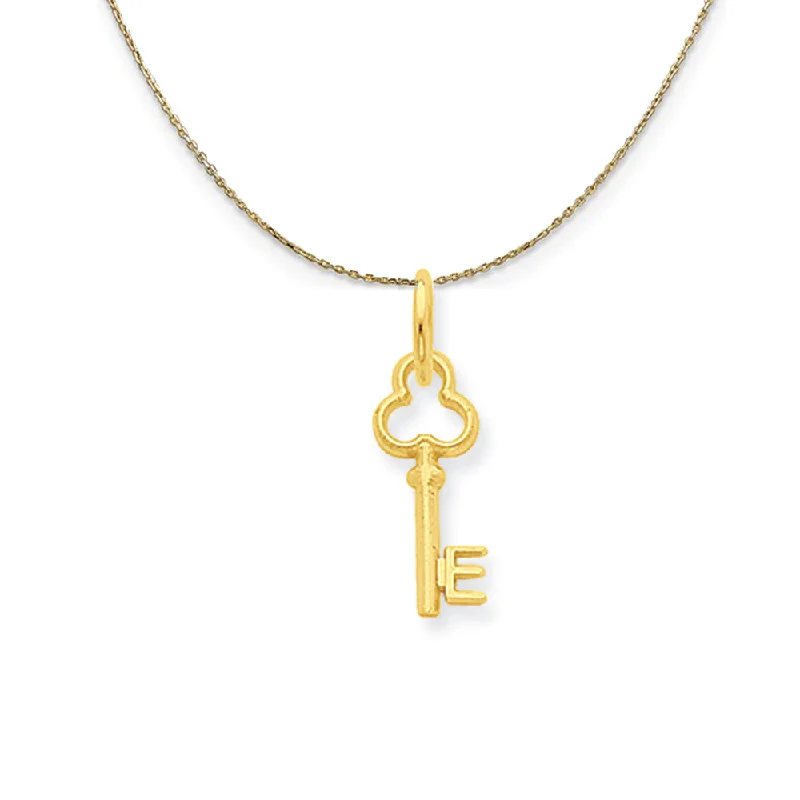 braided gold necklace-14k Yellow Gold Hannah Mini Initial E Shamrock Key Necklace