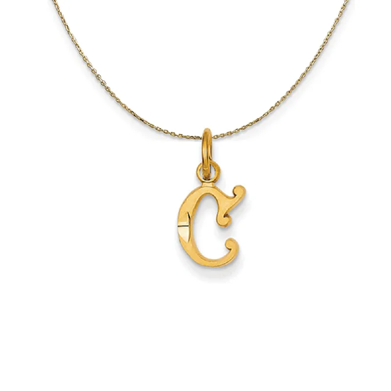 weathered statement necklace-14k Yellow Gold, Isabelle, Mini Letter C Initial Necklace