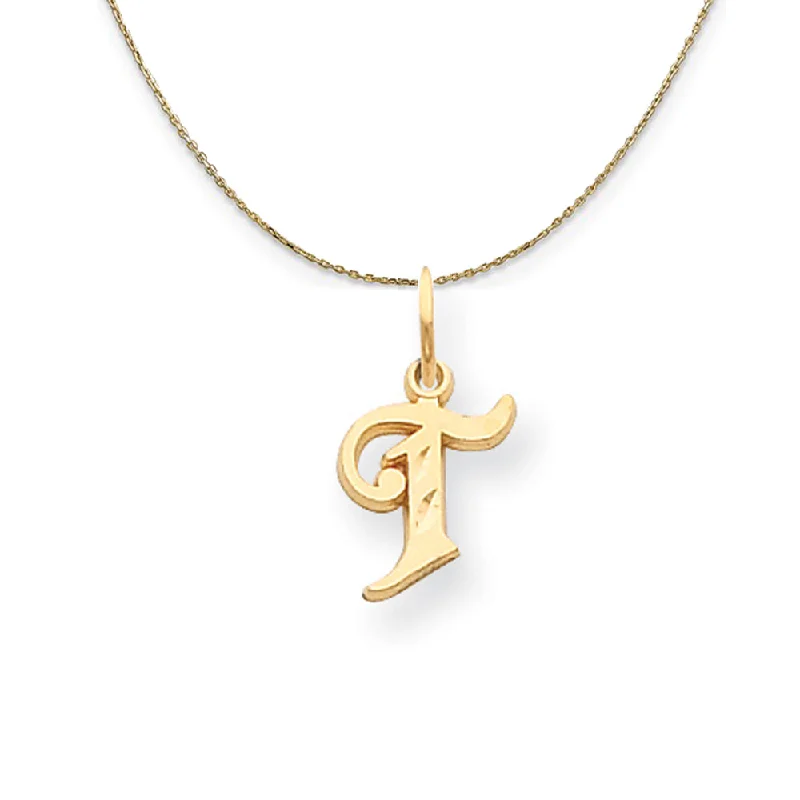 tendril layered necklace-14k Yellow Gold, Isabelle, Mini Letter T Initial Necklace