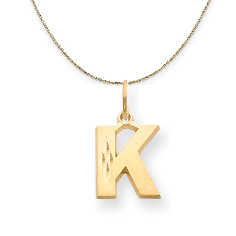 sci-fi angular necklace-14k Yellow Gold, Julia, Sm Satin Block Initial K Necklace