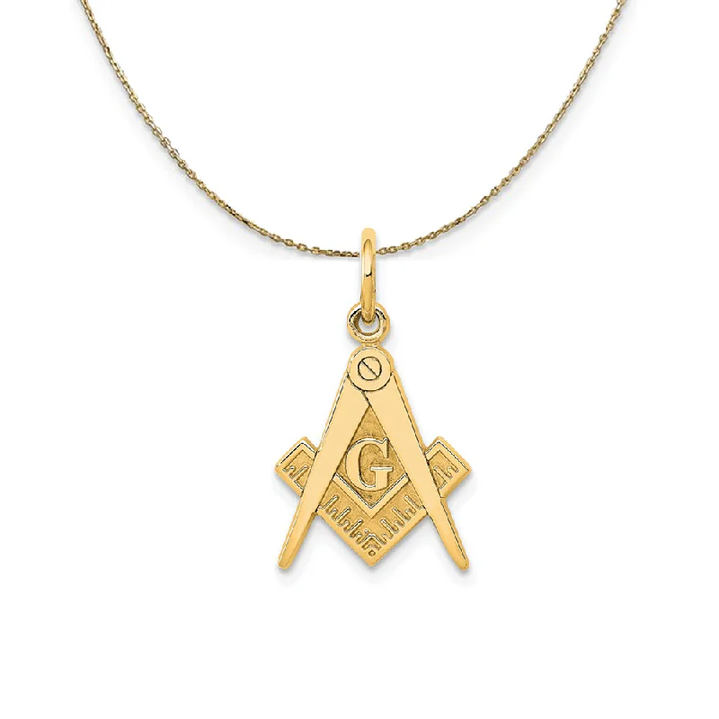 silver twist necklace-14k Yellow Gold Masonic Symbol Necklace