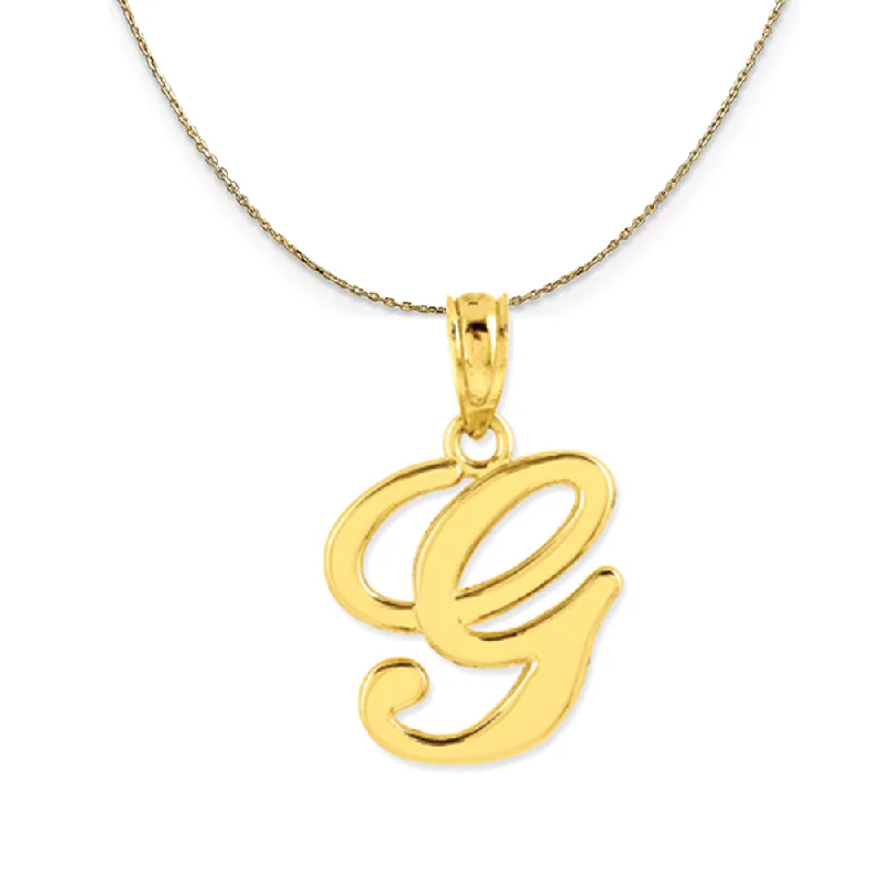 robust statement necklace-14k Yellow Gold, Mimi, Sm Script Initial G Necklace