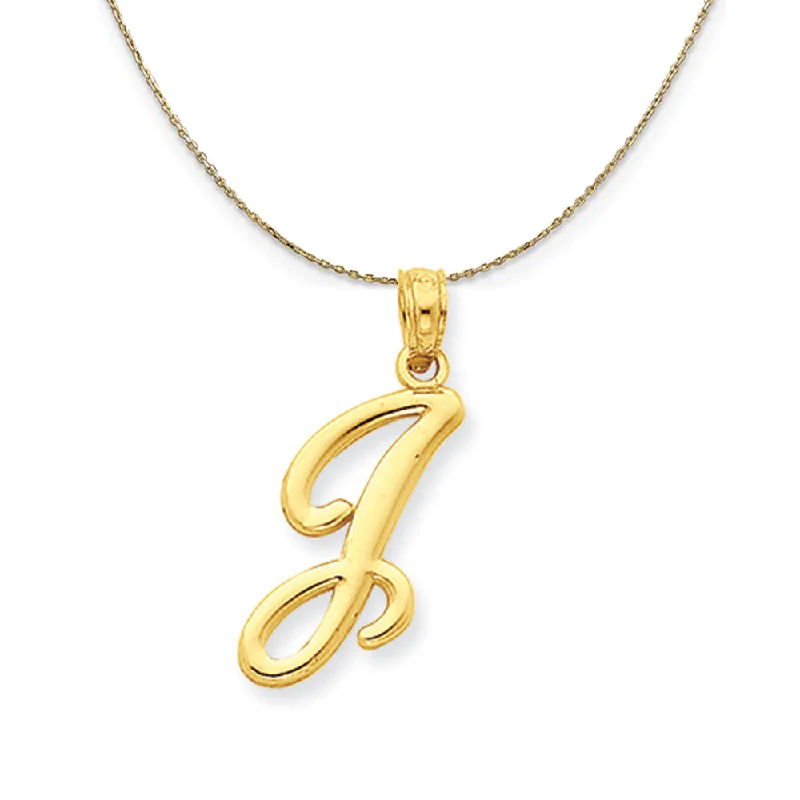 vine-themed necklace-14k Yellow Gold, Mimi, Sm Script Initial J Necklace