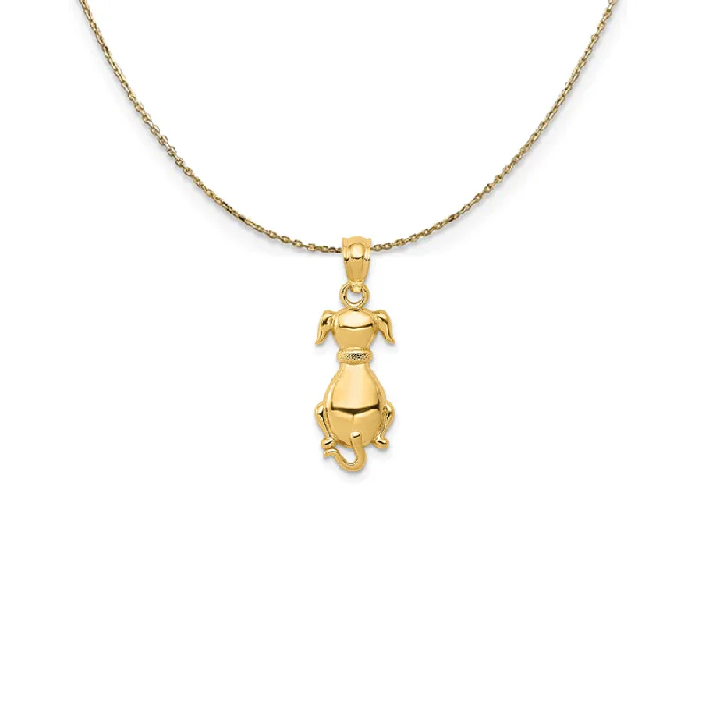 deep gold necklace-14k Yellow Gold Polished 2D Sitting Dog (23mm) Necklace