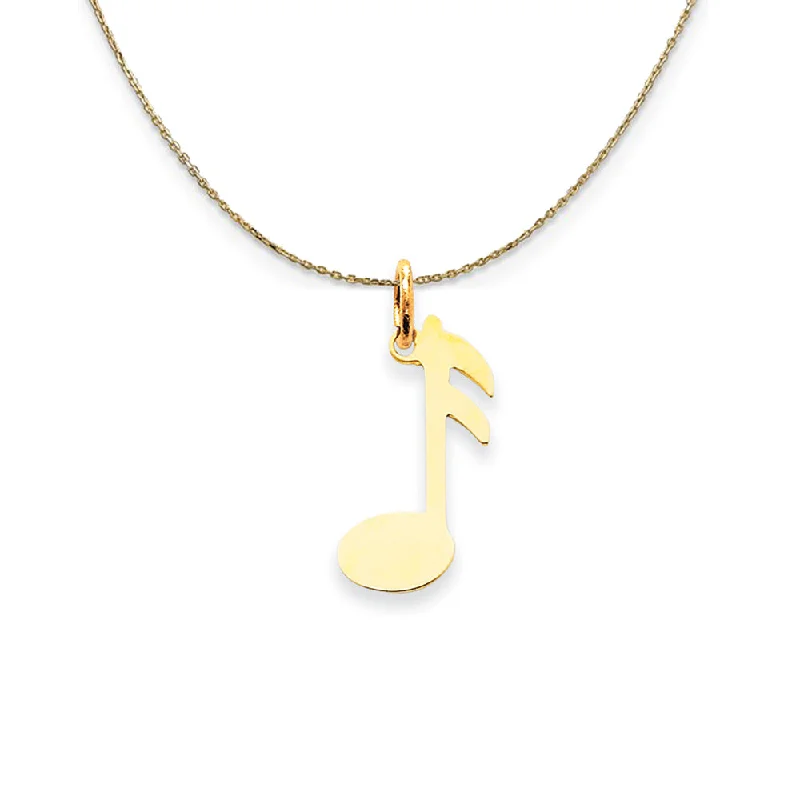 robust silver necklace-14k Yellow Gold Polished Flat Music Note (11 x 22mm) Necklace