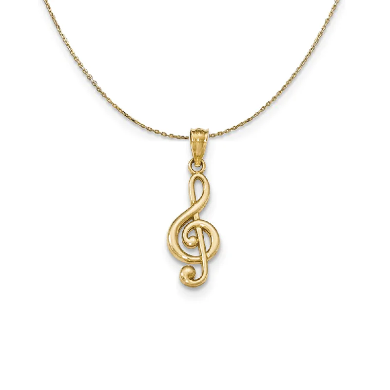 heirloom opal necklace-14k Yellow Gold Polished Treble Clef (9 x 25mm) Necklace