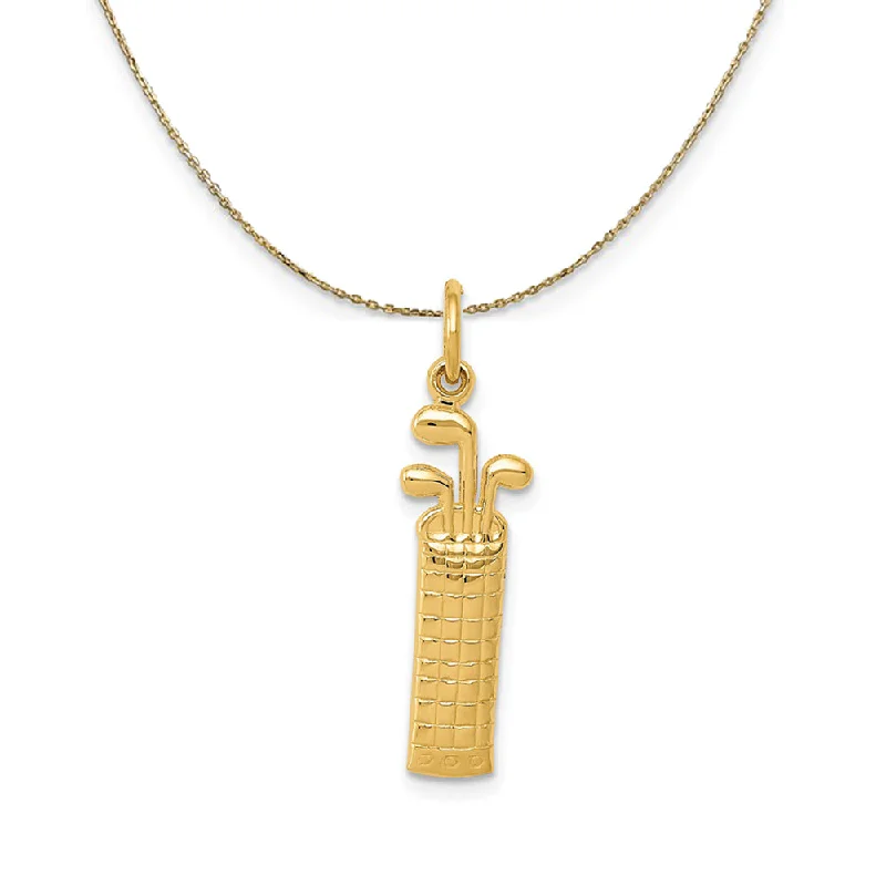 vine-themed necklace-14k Yellow Gold Satin & Diamond Cut Golf Bag Necklace