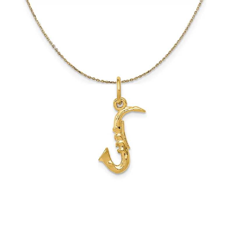 stretchable layered necklace-14k Yellow Gold Small 3D Saxophone Necklace