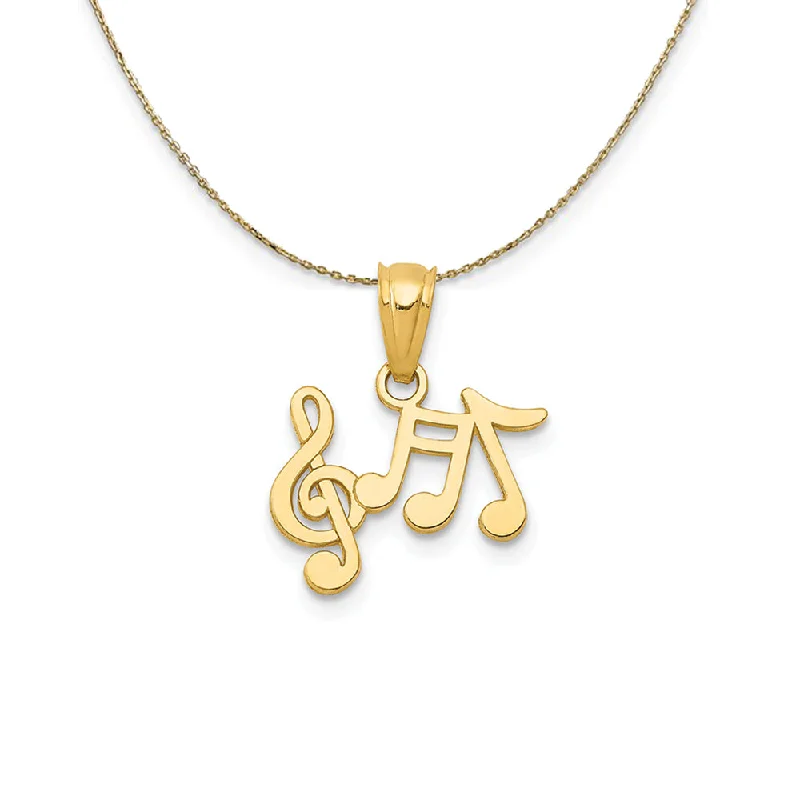 rugged turquoise pendant necklace-14k Yellow Gold Small Musical Notes (14mm) Necklace