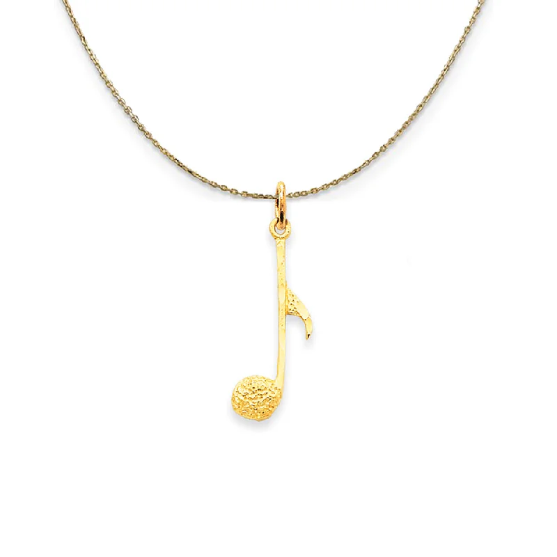 silver twist necklace-14k Yellow Gold Textured Musical Note Necklace