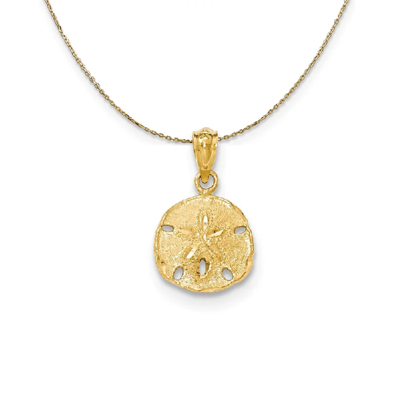 stretchable friendship necklace-14k Yellow Gold Textured Sand Dollar Necklace