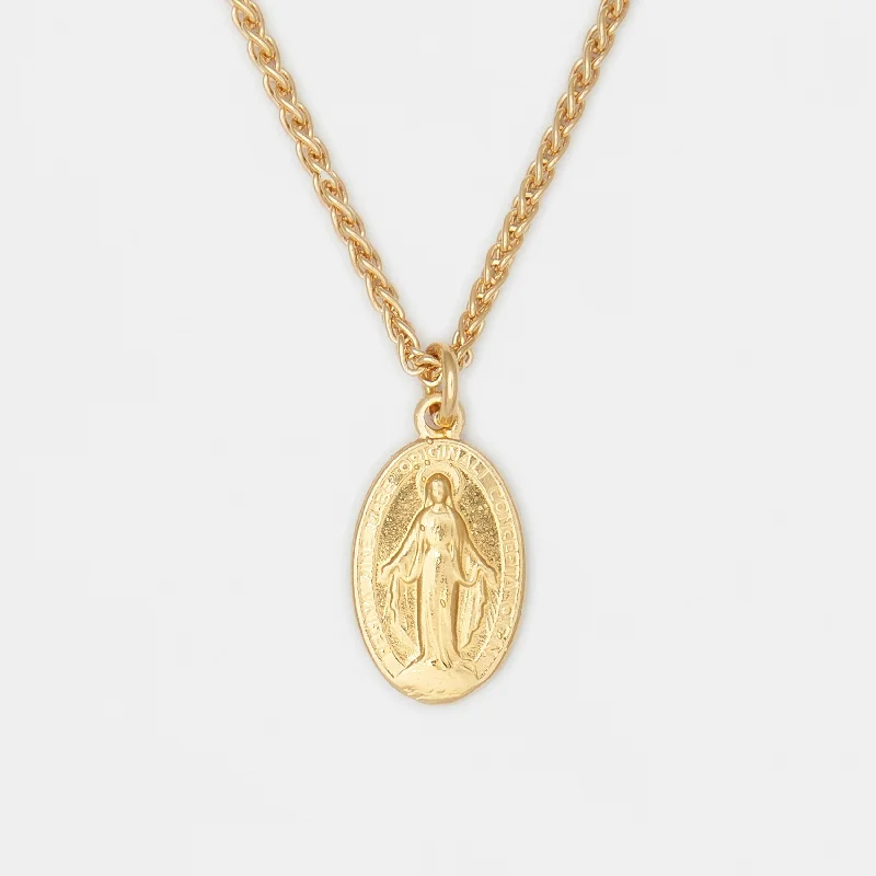 twisted pendant necklace-Madonna Necklace in Gold for Him